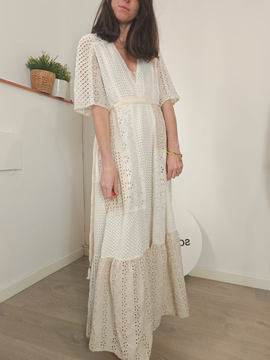 ZARA. Beige die-cut long dress. TS