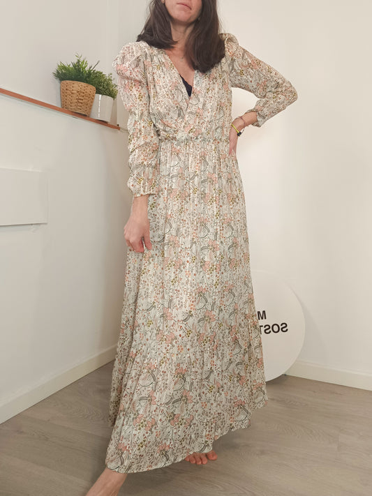 SLOWLOVE. Floral and metallic thread dress (M)