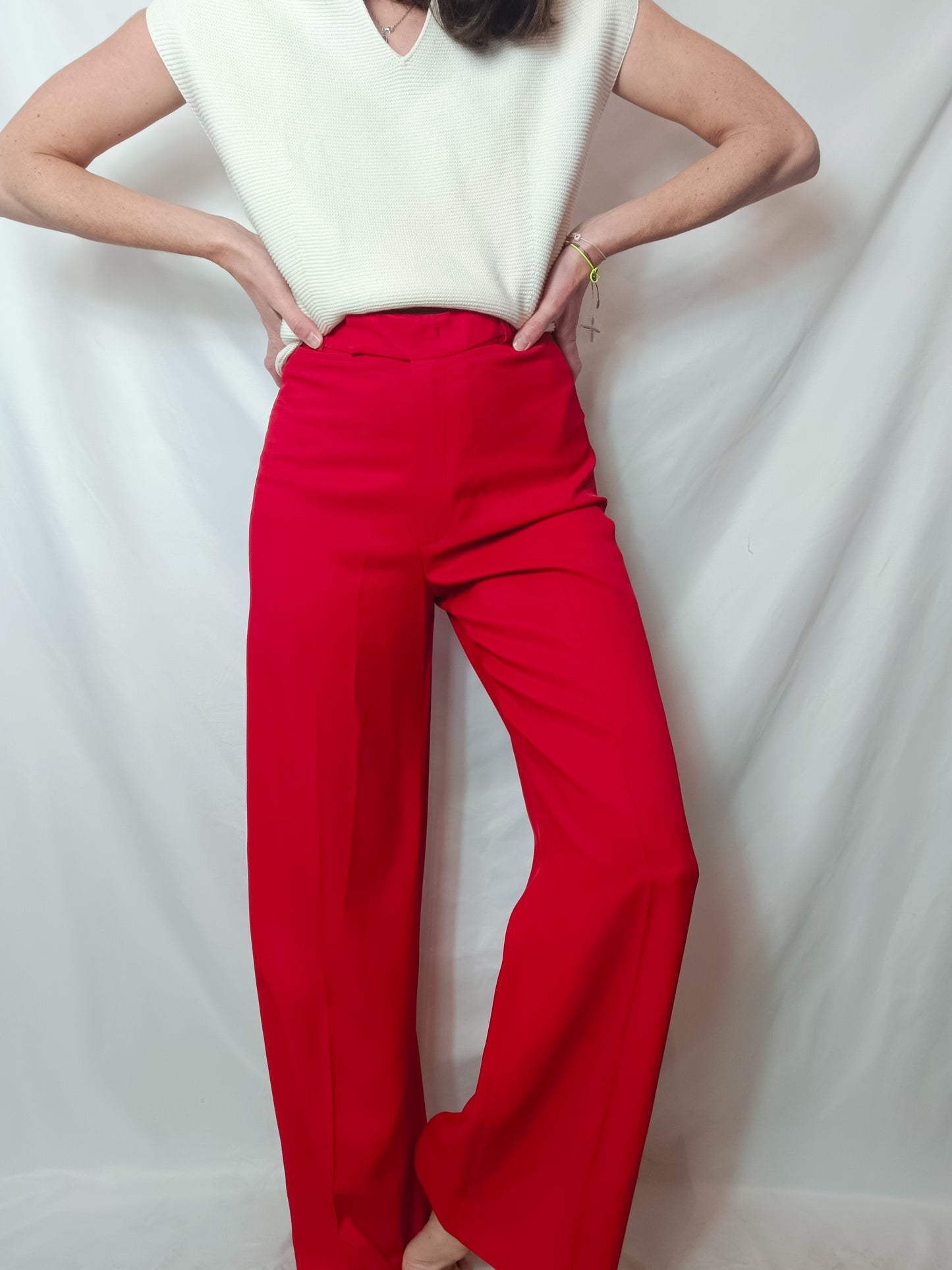 GOLDEN GOOSE. Wide-leg red trousers. TS