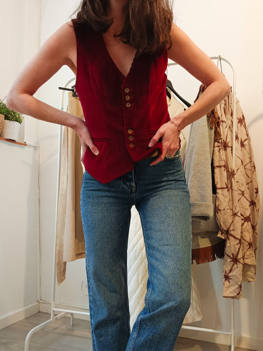 FIKA COLLECTION. Reddish velvet vest. XS