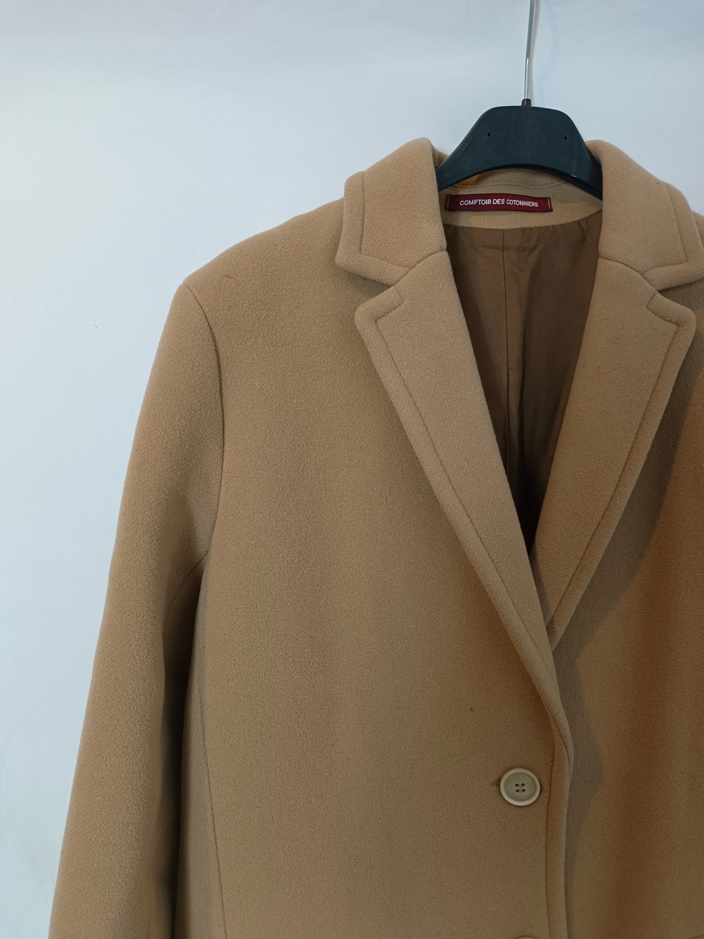 COMPTOIR DES COTONNIERS. Abrigo paño camel T.m