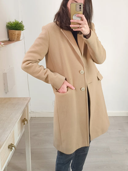 COMPTOIR DES COTONNIERS. Abrigo paño camel T.m