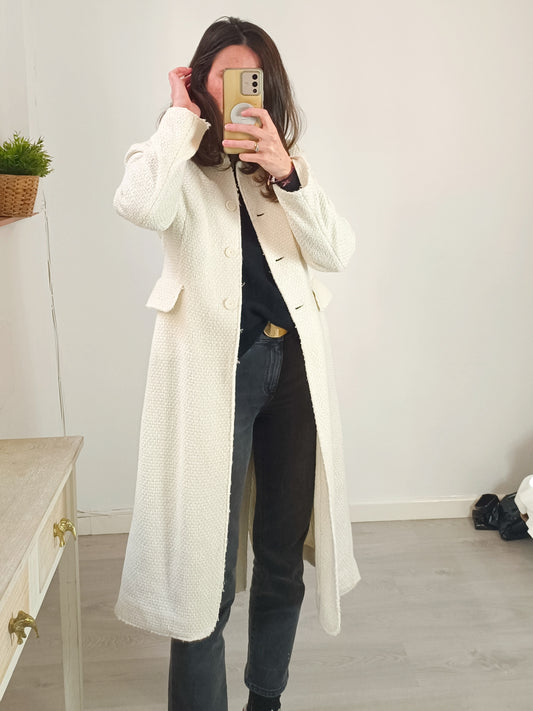 ZARA. Blazer tweed larga beige T.s