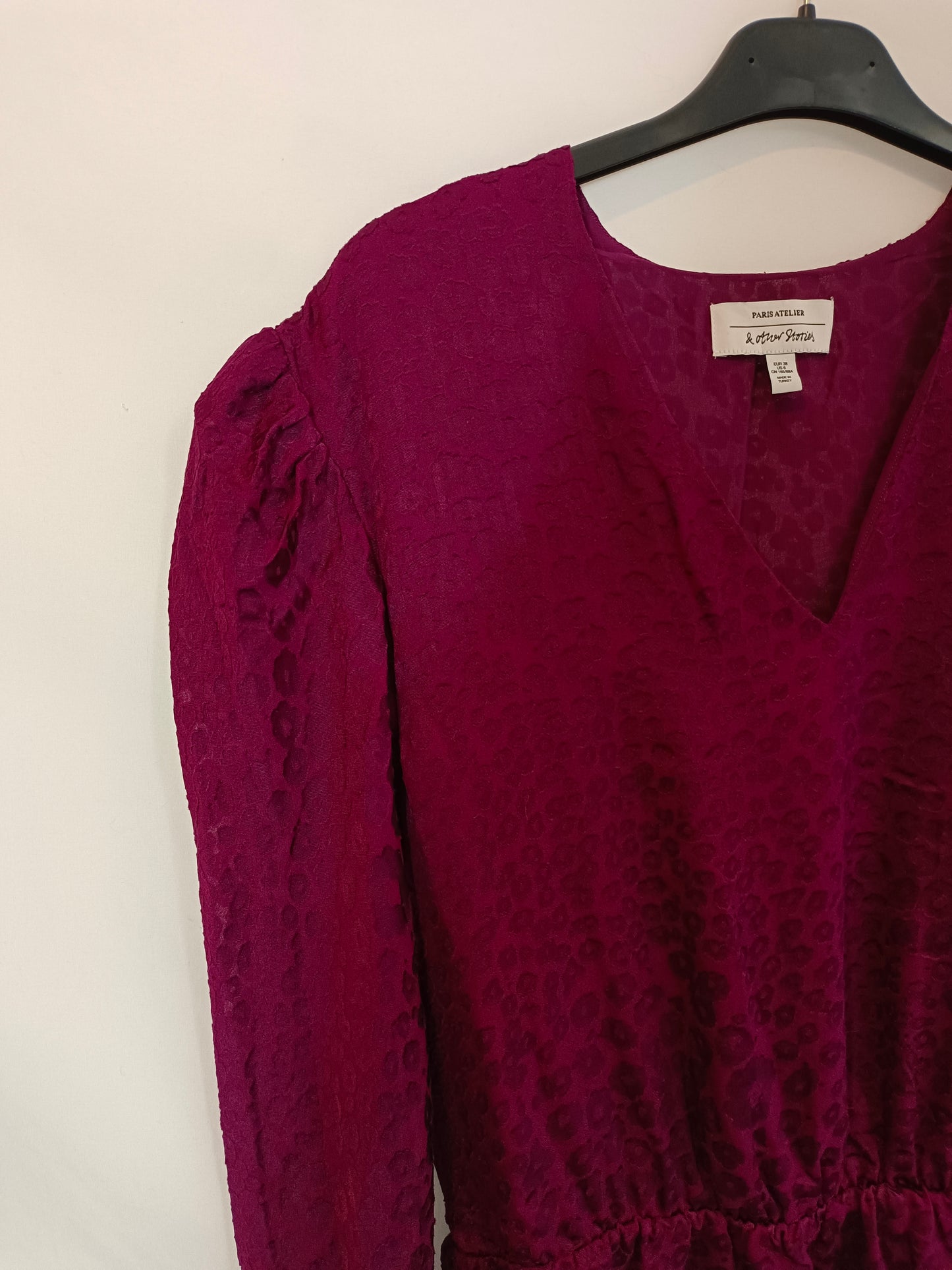 &amp; OTHER STORIES. Burgundy animal print dress, size 38