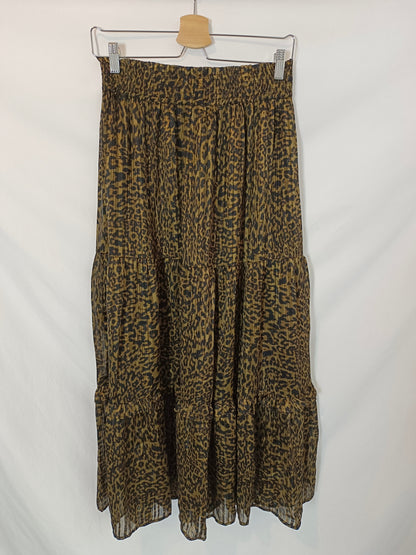 MANGO. Falda midi animal print T.m
