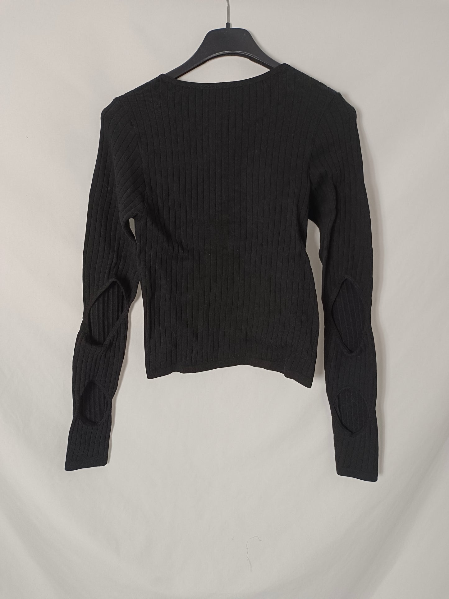 ZARA. Black ribbed top S.xs/s