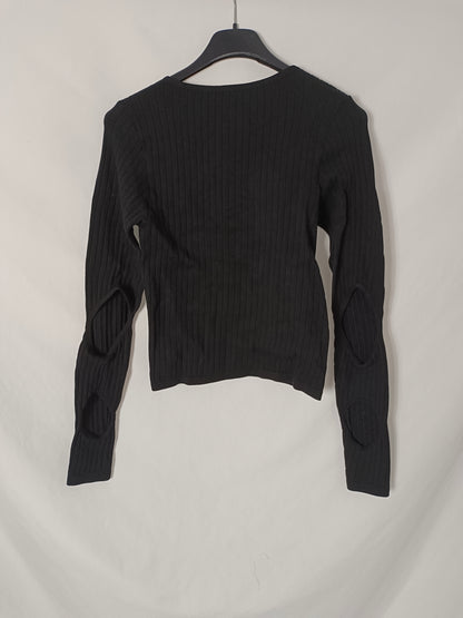 ZARA. Black ribbed top S.xs/s