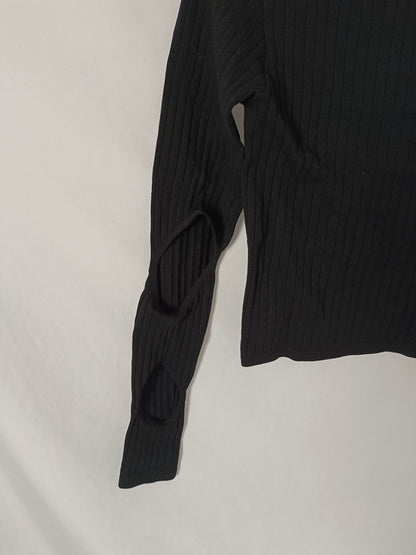 ZARA. Black ribbed top S.xs/s
