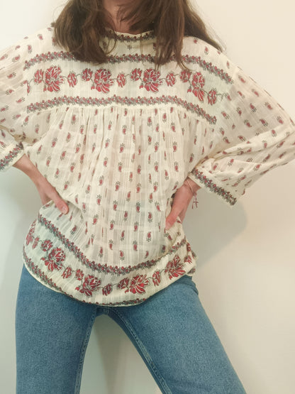 MASSCOB. Beige floral blouse T.xs