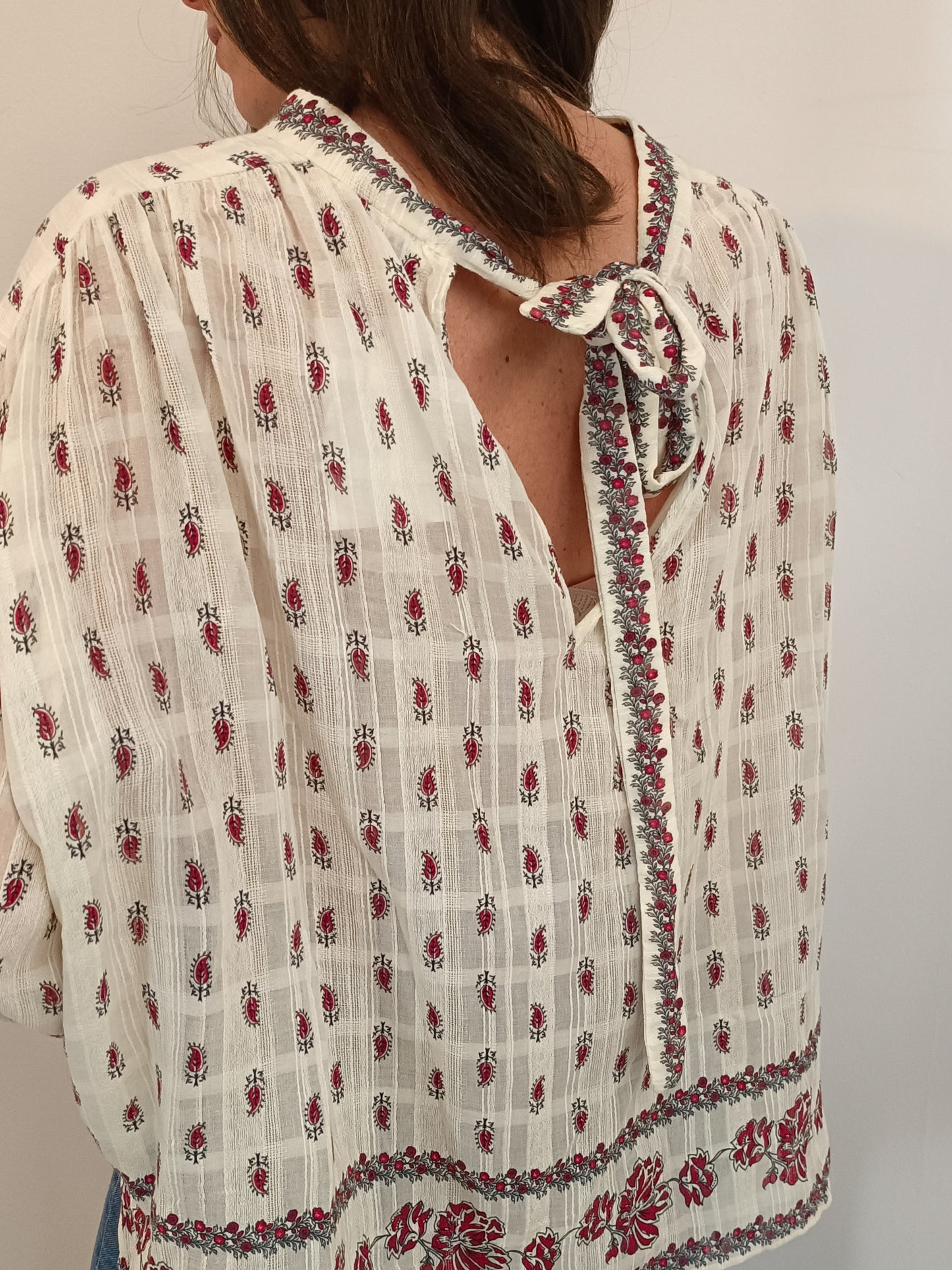 MASSCOB. Beige floral blouse T.xs