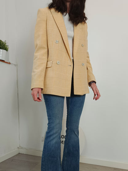 MANGO. Blazer cuadros amarilla. T S