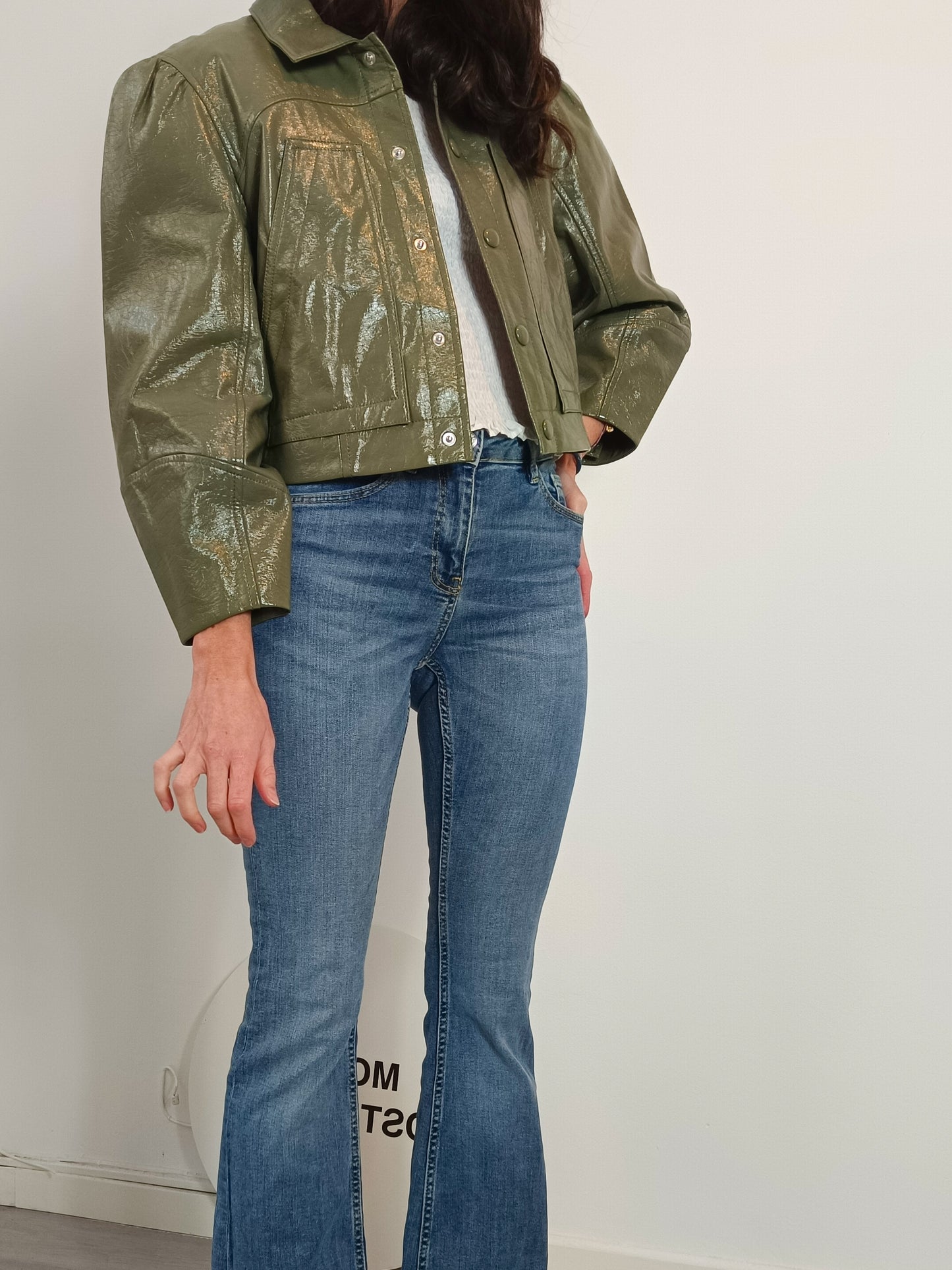 REBECCA TAYLOR .Chaqueta verde polipiel vinilo T.4 (s)