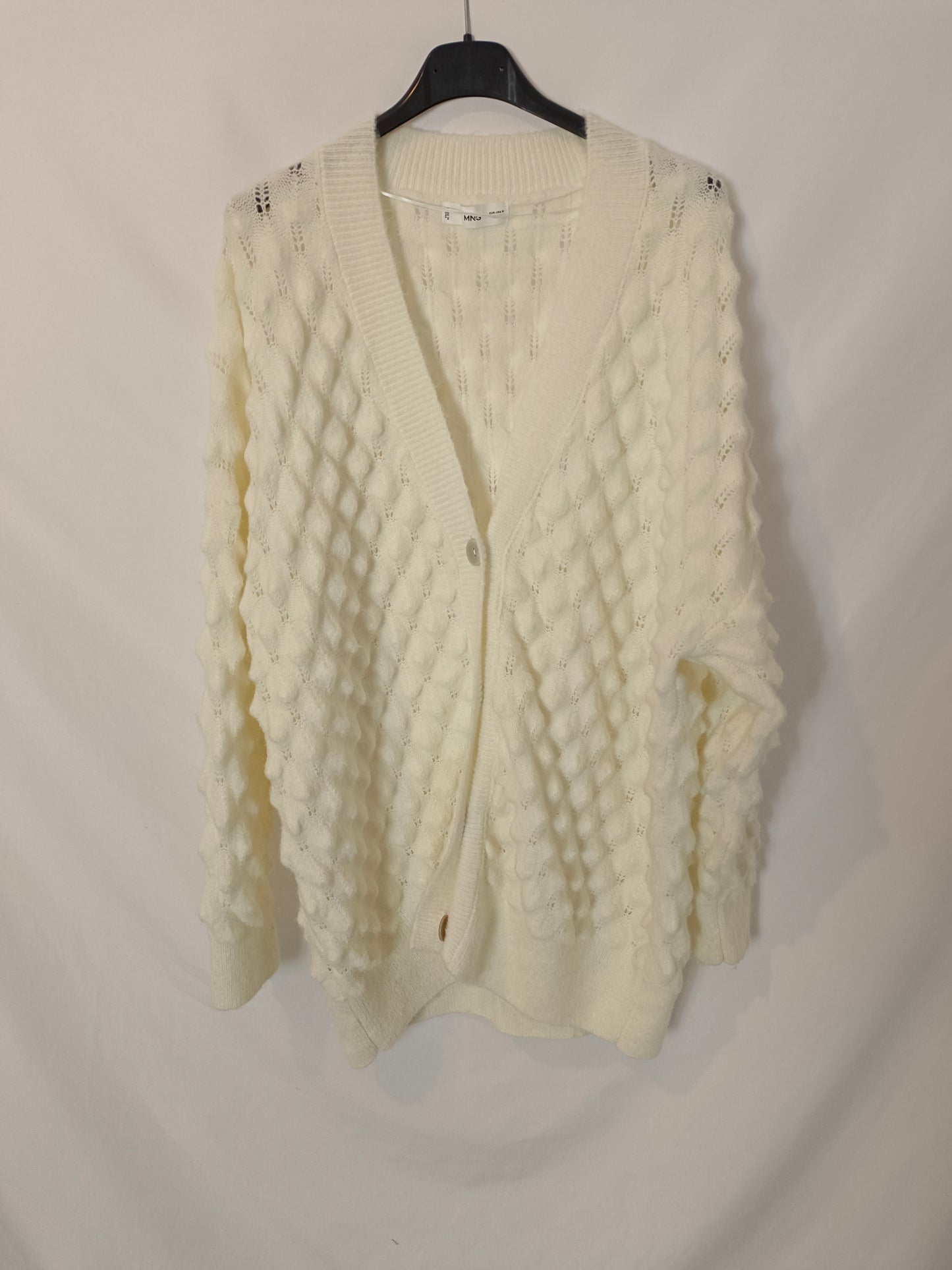 MANGO. Cárdigan blanco largo T.m