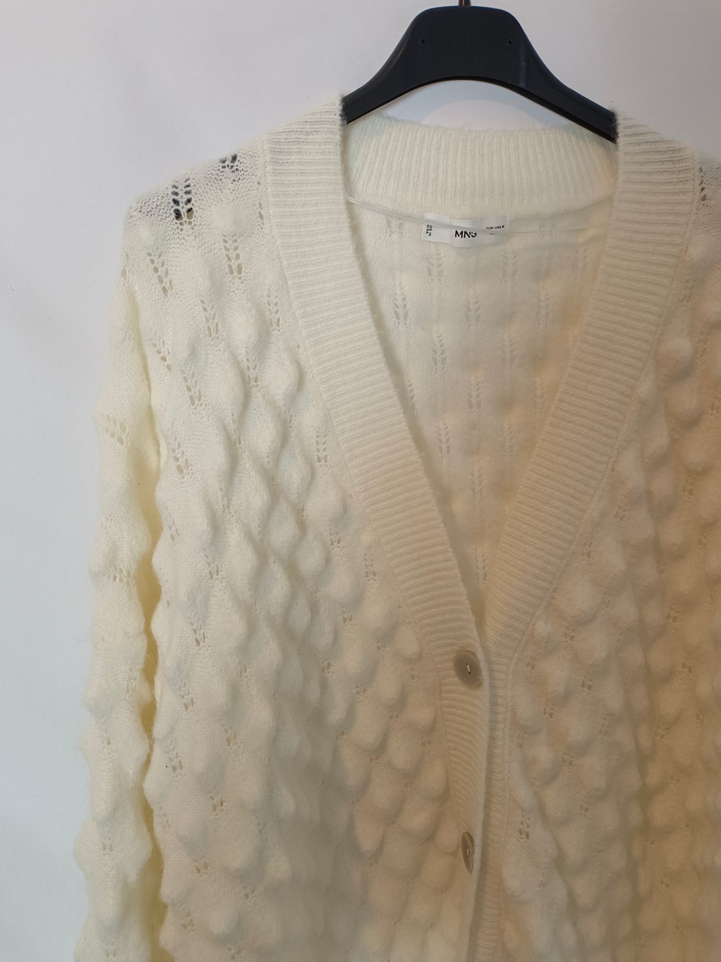 MANGO. Cárdigan blanco largo T.m