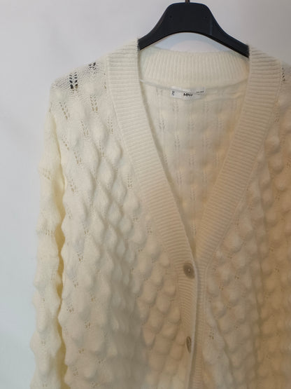 MANGO. Cárdigan blanco largo T.m