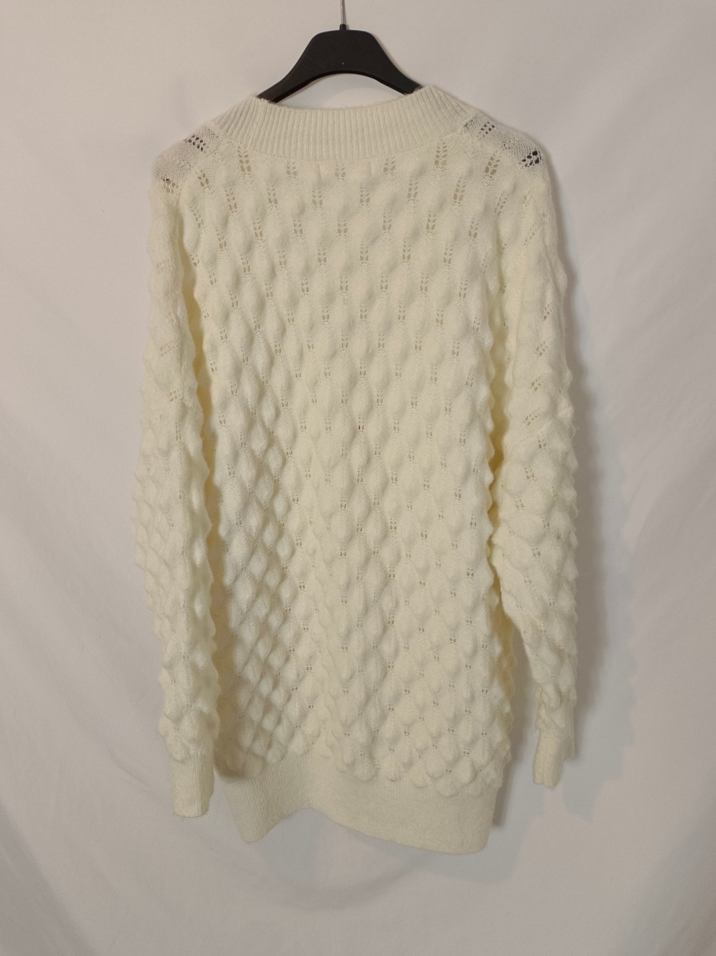 MANGO. Cárdigan blanco largo T.m