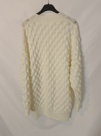 MANGO. Cárdigan blanco largo T.m