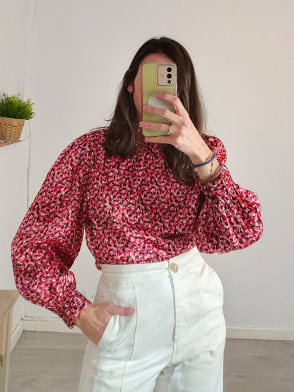 SFERA. Rose print satin blouse. T.S.