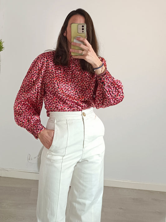 SFERA. Blusa satinada estampado rosas. T S