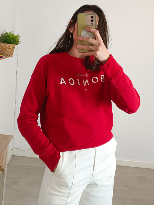 LUCIA BE. Sudadera roja slogan. T S