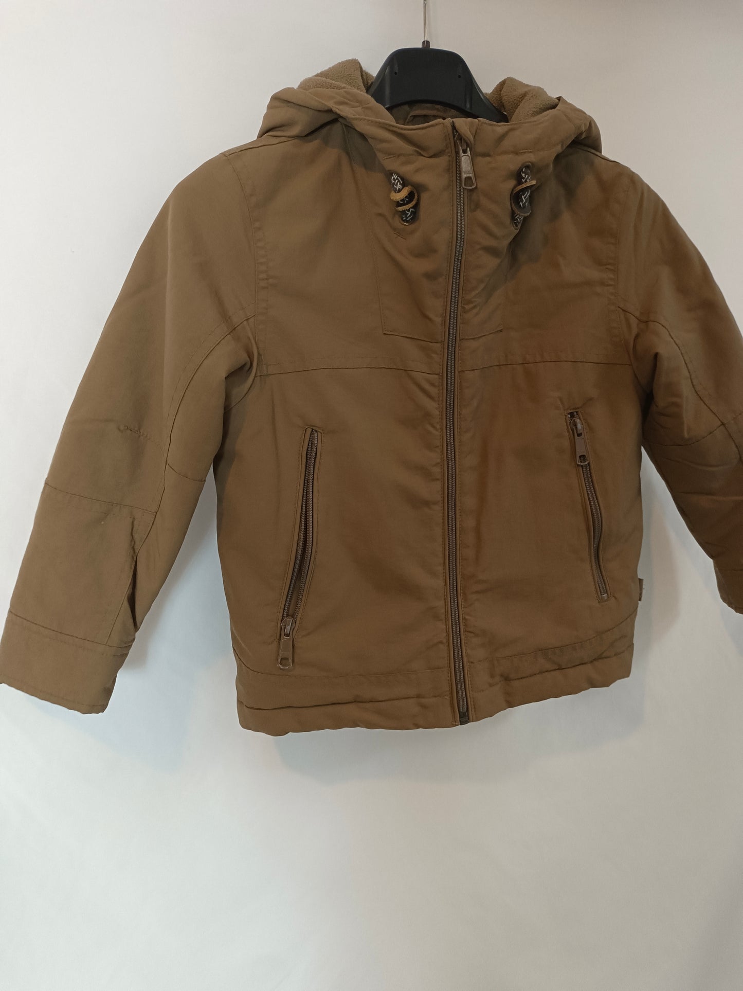 BENETTON. Brown hooded parka (3-4 years)