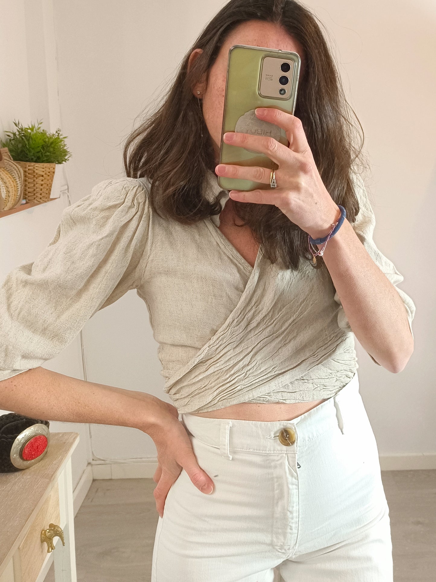 LEMALER. Linen crop blouse Ts