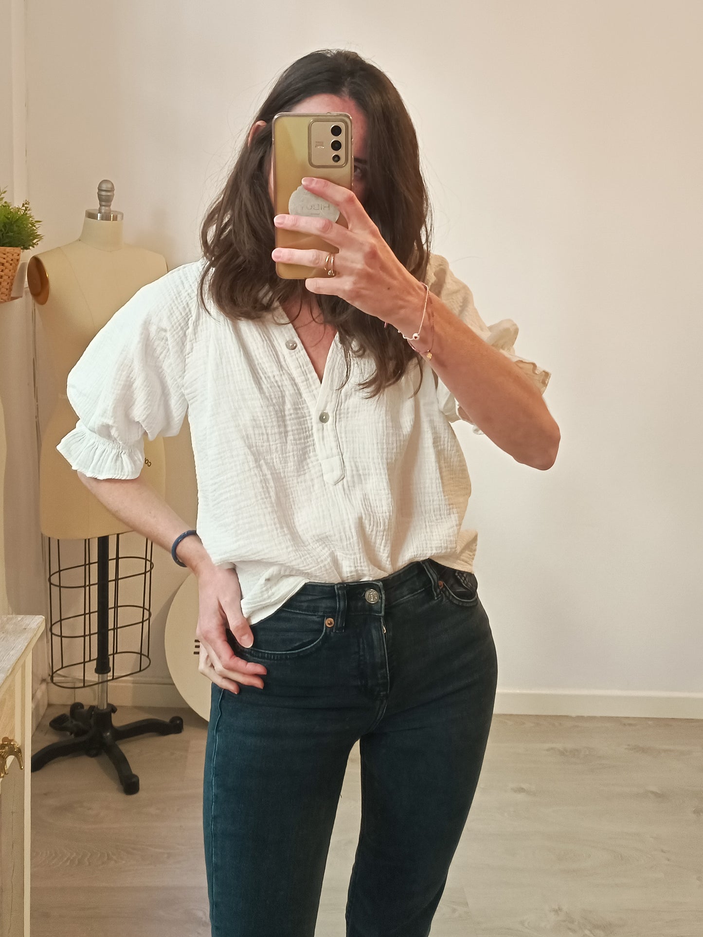 BEEBALM. blusa blanca bambula T.1(s)