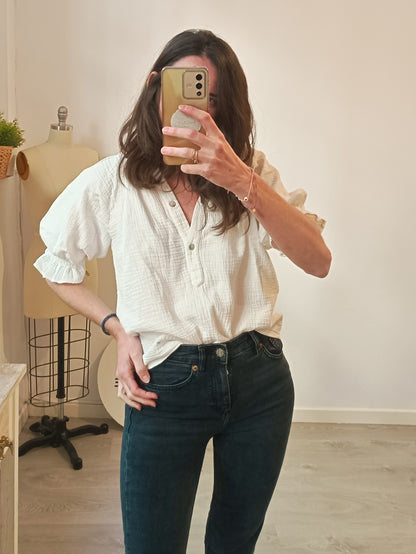 BEEBALM. blusa blanca bambula T.1(s)