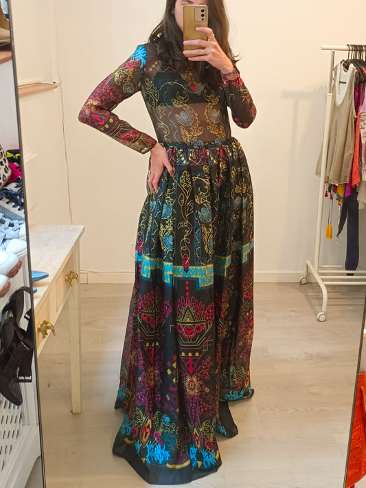 ELISEN. Vestido largo estampado T.s