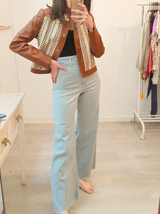 ZARA. Pantalón azul claro culotte. T 36