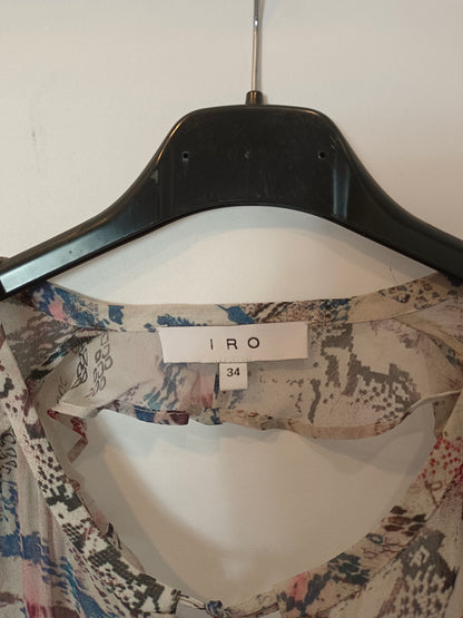 IRO. Blusa gris fluida  estampada T.34