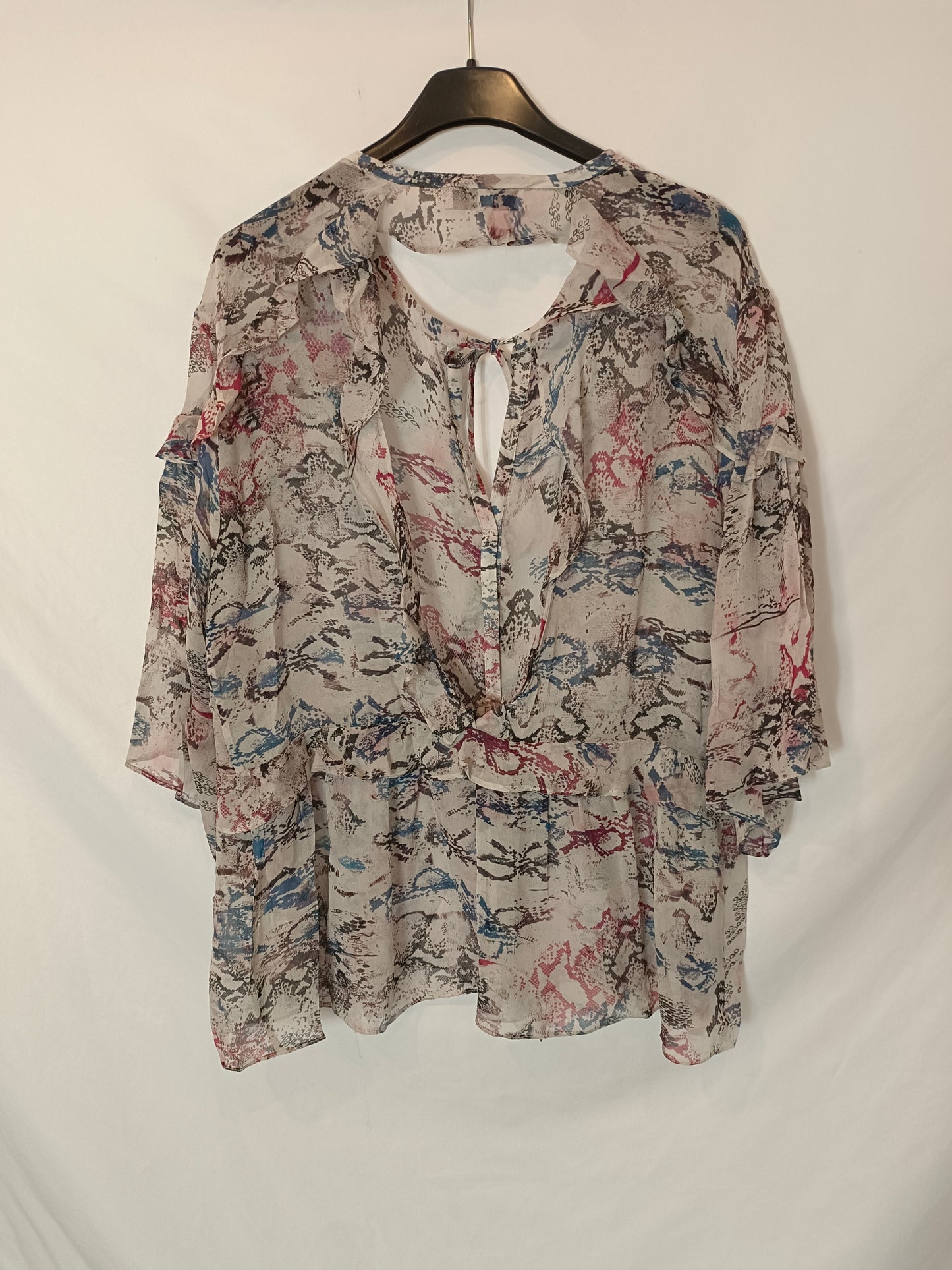 IRO. Blusa gris fluida  estampada T.34