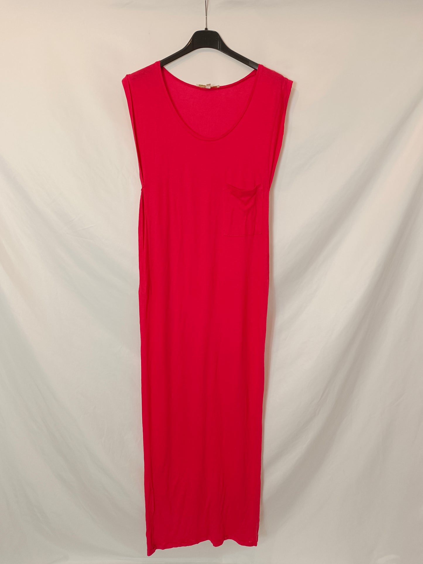 MAJE. Vestido largo fluido con lino T.s