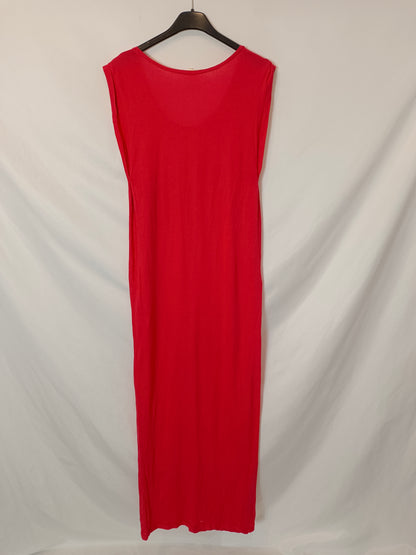 MAJE. Vestido largo fluido con lino T.s