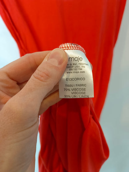 MAJE. Vestido largo fluido con lino T.s