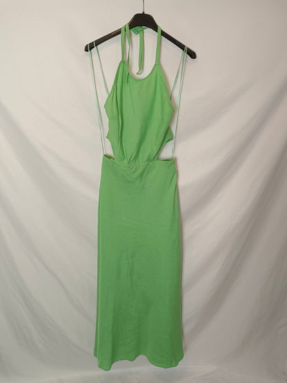 ZARA. Vestido verde lino T.xs