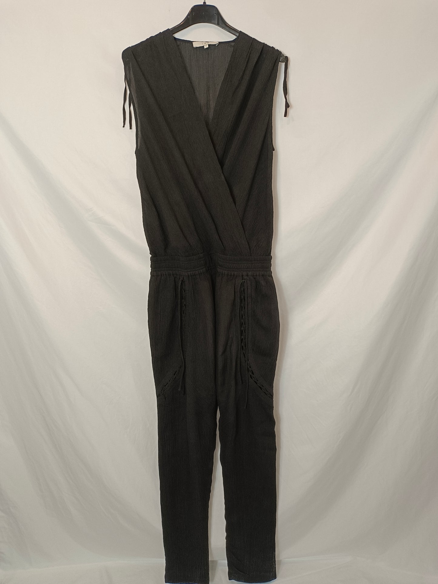 IRO. Black textured jumpsuit T.xs