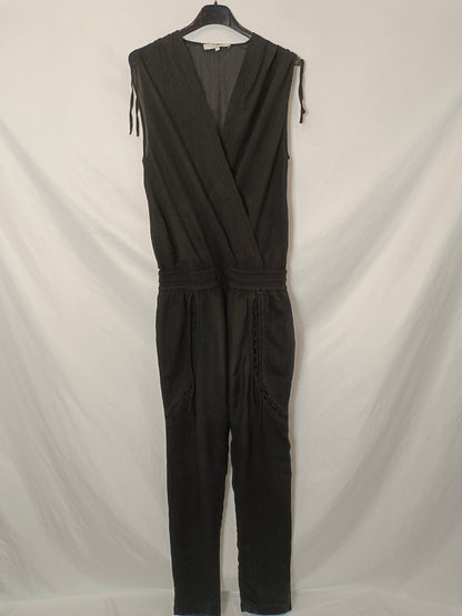 IRO. Black textured jumpsuit T.xs