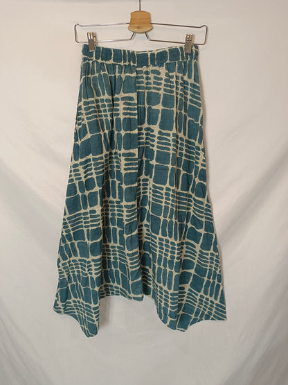 FABINDIA. Blue baggy pants with Ts print