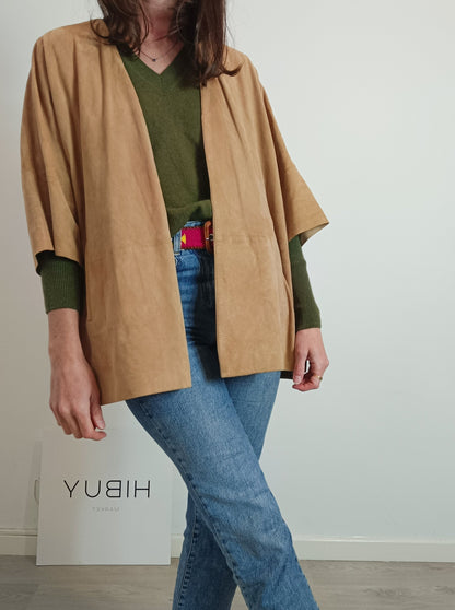 MASSIMO DUTTI. Chaqueta beige piel. T M