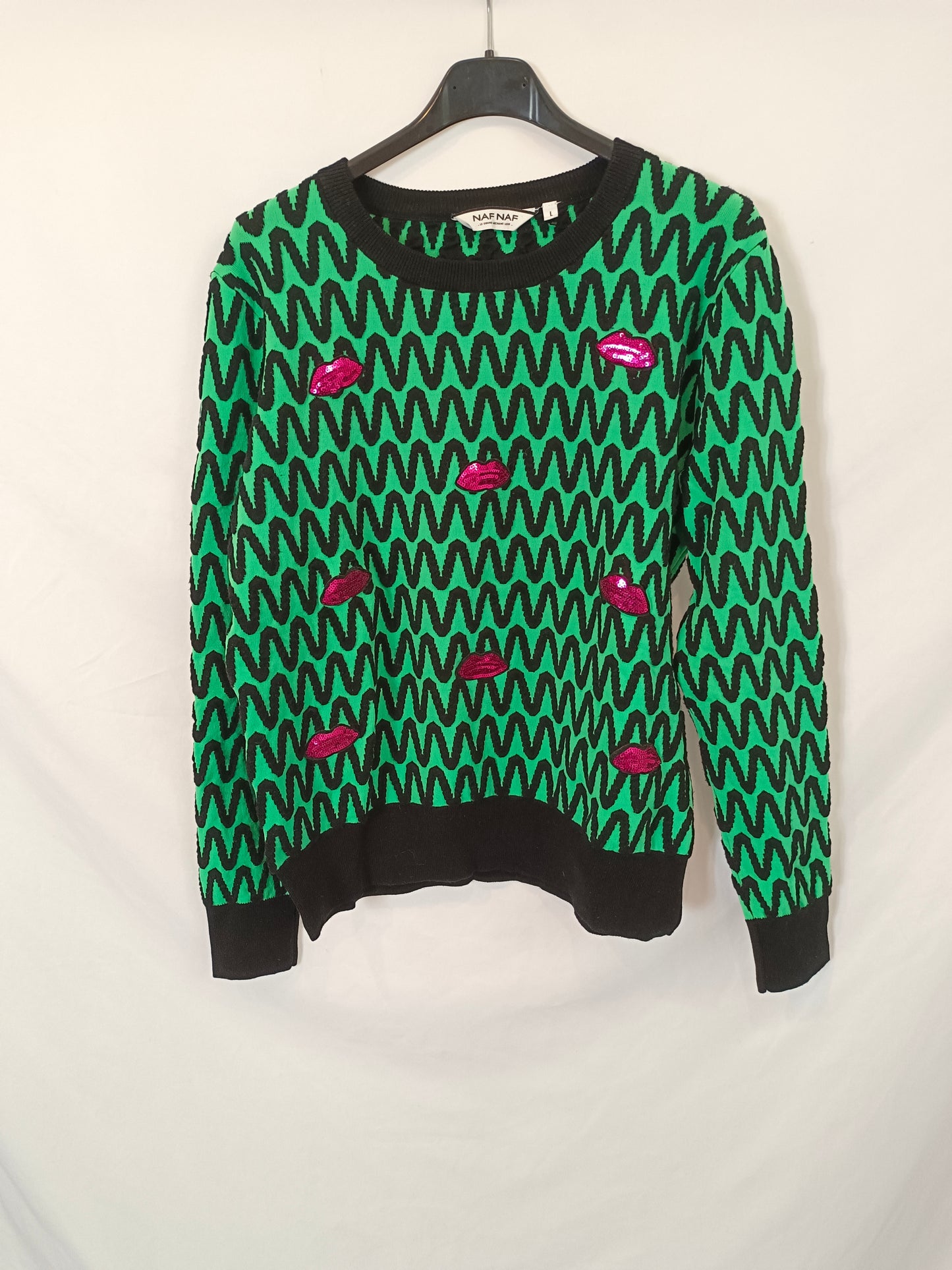 NAF NAF. Jersey estampado y labios T.l