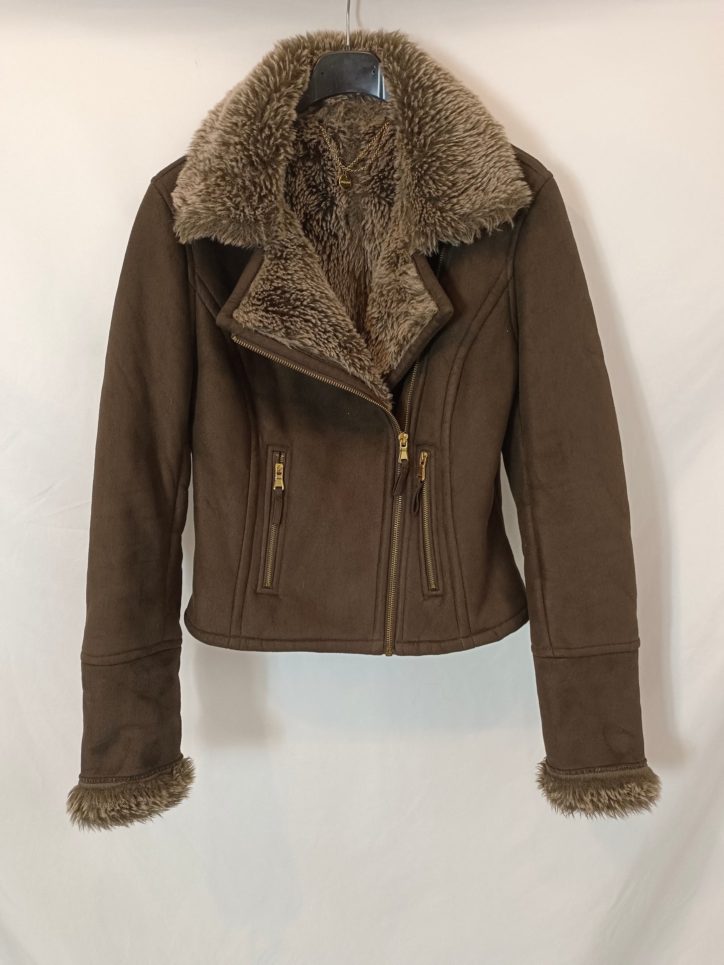 PHARD. Brown biker suede hair T.40