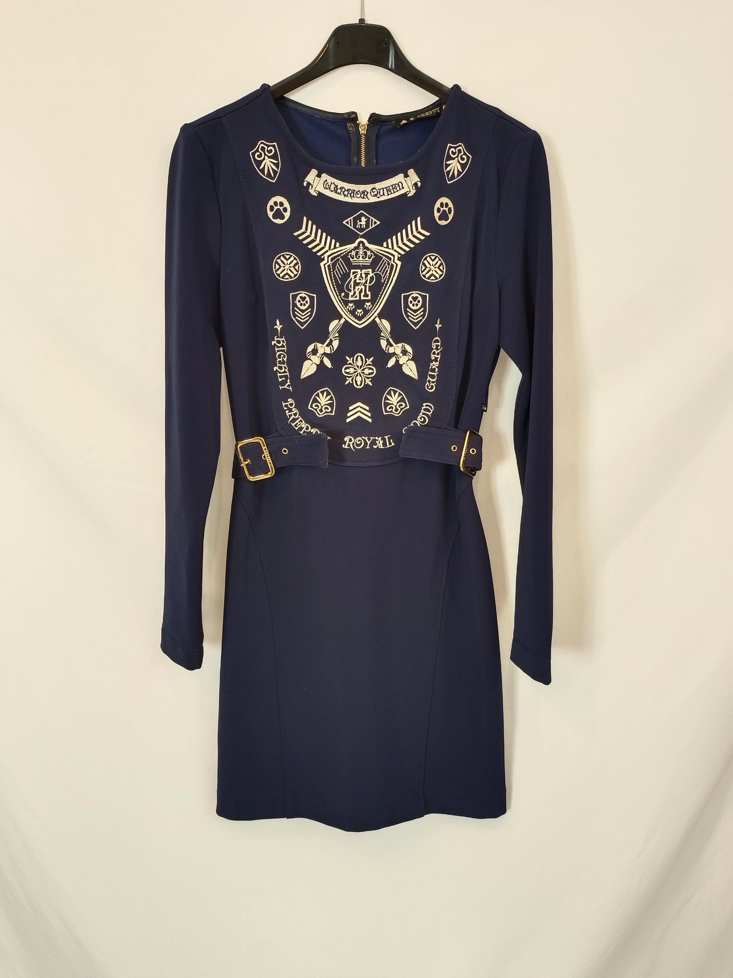 H.PREPPY. Blue embroidered neoprene dress Ts
