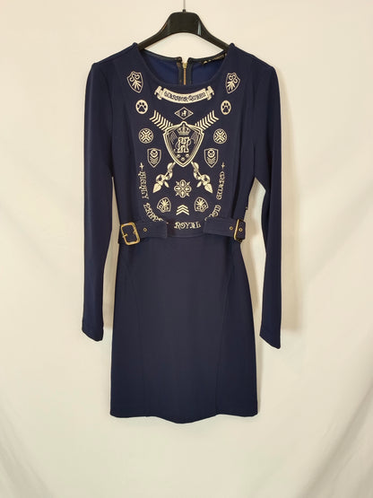 H.PREPPY. Blue embroidered neoprene dress Ts