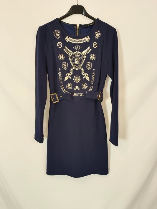 H.PREPPY. Blue embroidered neoprene dress Ts