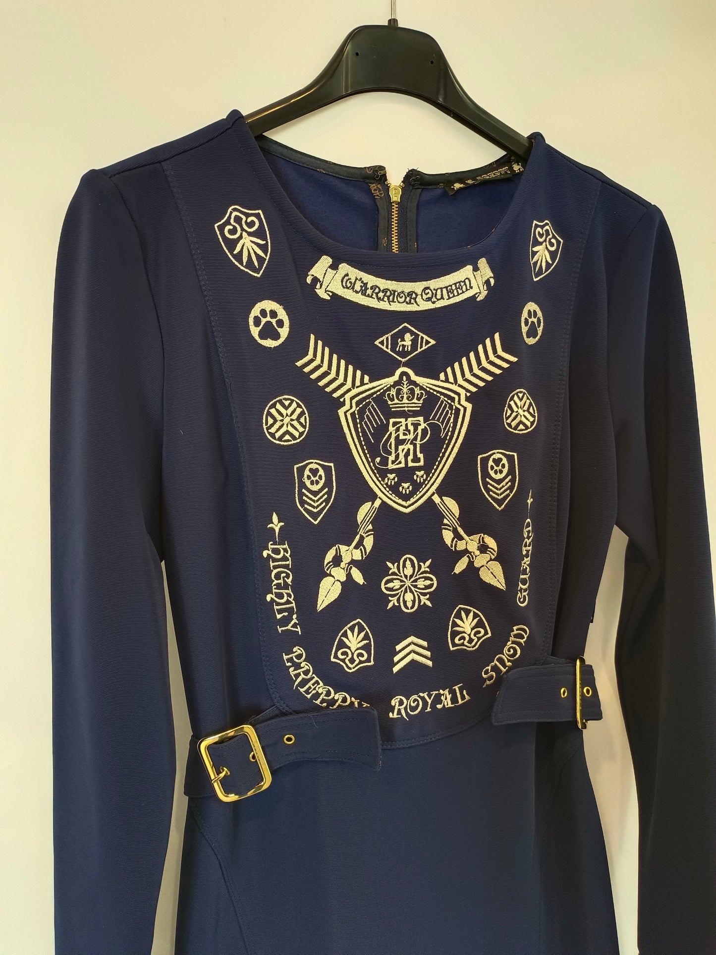 H.PREPPY. Blue embroidered neoprene dress Ts