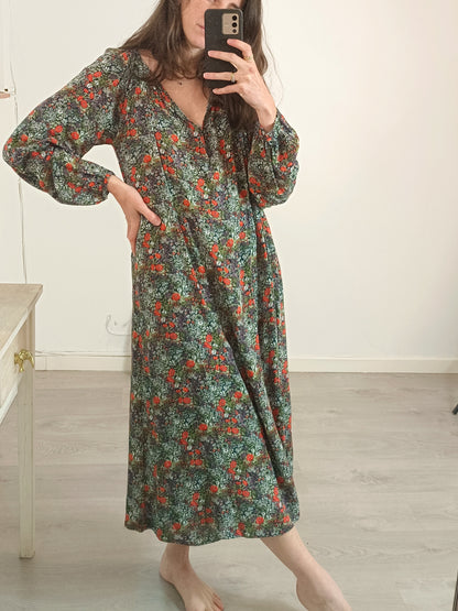MASSCOB. Flowing floral midi dress. T.L.