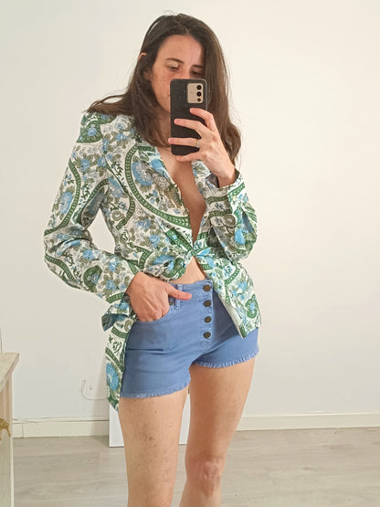 NICOLÍ. Pantalón corto azul botones T.34