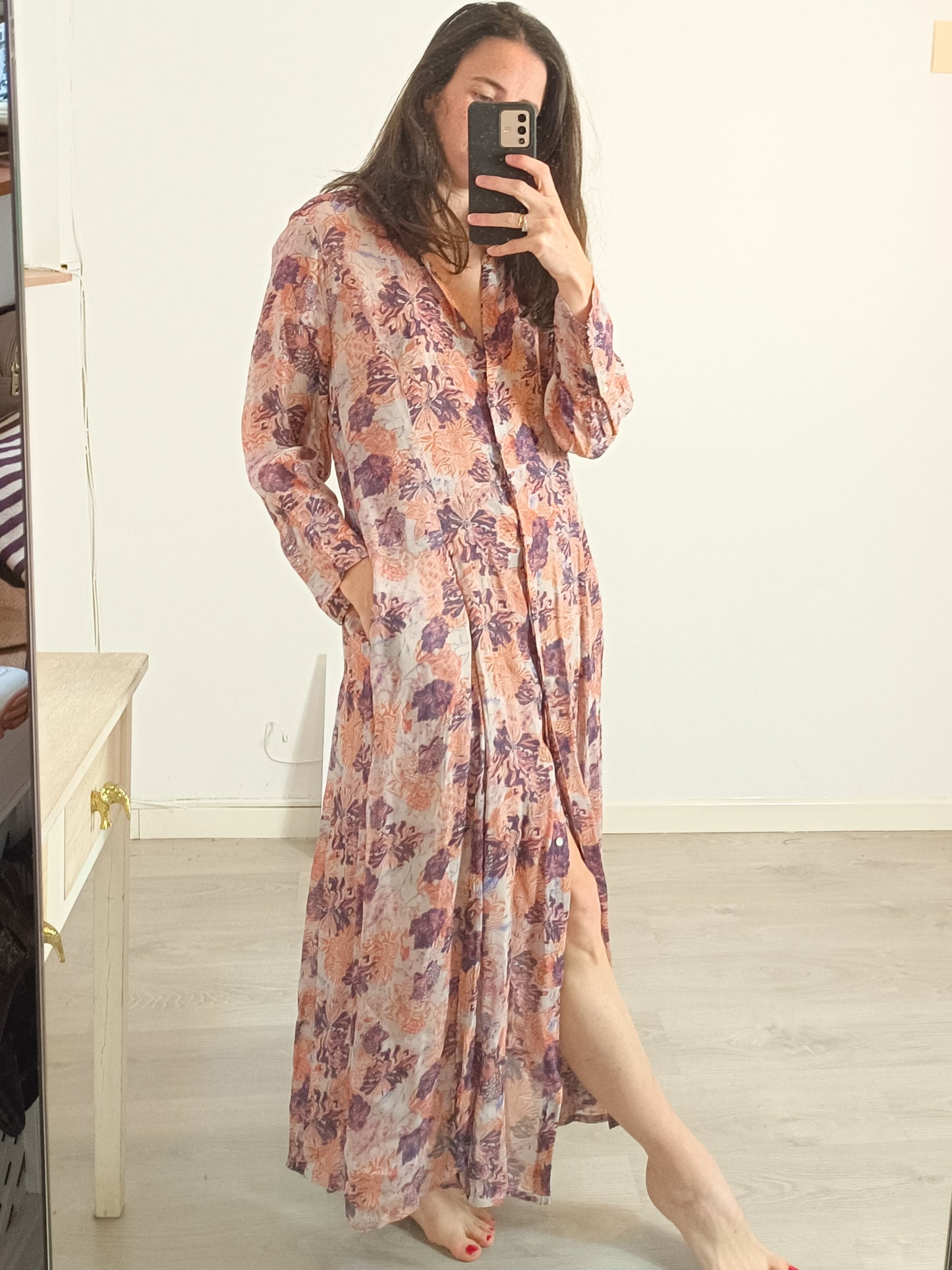 IRO. Vestido largo estampado camisero. T 36