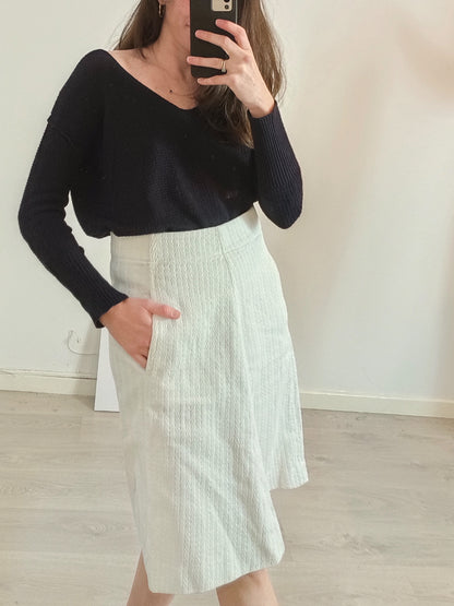 MASSCOB. White textured midi skirt. Size 36